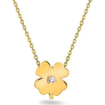 Náhrdelník Náhrdelník s diamantem pro štěstí čtyrlístek, 14K ALBR003 + dárkové balení LUXUS zdarma