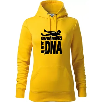 Dámská mikina Swimming is in my DNA - Mikina dámská Cape s kapucí - XS ( Žlutá )