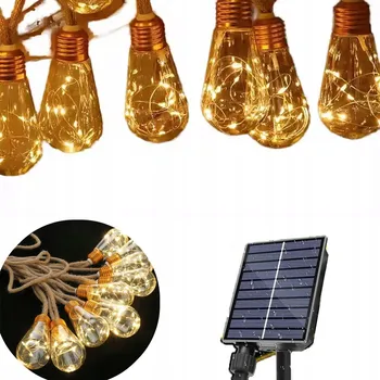 Venkovní osvětlení 7,8M Solární LED girlanda zahradní 16 x LED žárovky Kuličky Solární SuperLED