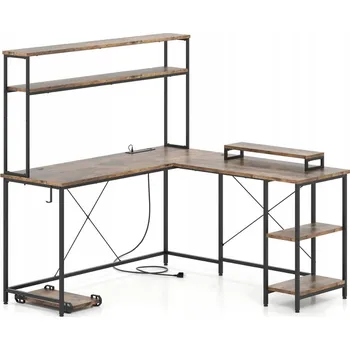 Psací stůl Rohový psací stůl Costway 145 x 145 x 147 cm, odstíny hnědé