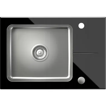 Granitový dřez Jednokomorový dřez Quadron Hugh 116 sklo černý