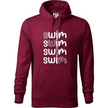 Pánská mikina Swim nápis - Mikina pánská Cape s kapucí - 4XL ( Garnet )