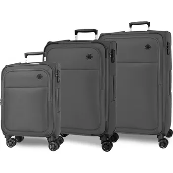 JOUMMA BAGS MOVEM Atlanta Grey, Sada luxusních textilních cestovních kufrů, 77cm/66cm/55cm, 5318423