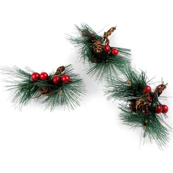 umělá květina Umělá vánoční větvička na drátku, barva 1 zelená