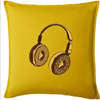 Polštář Headphone Donut - Polštář 50x50 - 50x50 - Pouze potah ( Žlutá )