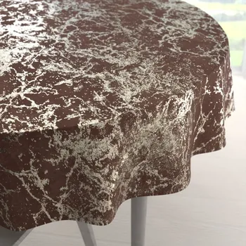 ubrus Sametový kulatý ubrus Isabela IBL-014 Zlatý mramor na červenohnědém Ø 60 cm