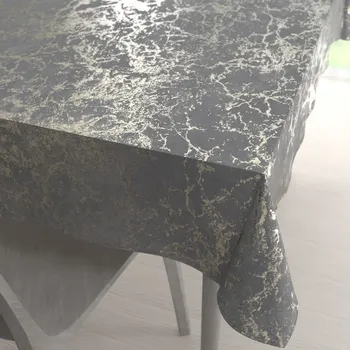 ubrus Velký sametový obdélníkový ubrus Isabela IBL-015 Zlatý mramor na světle šedém 160x200 cm