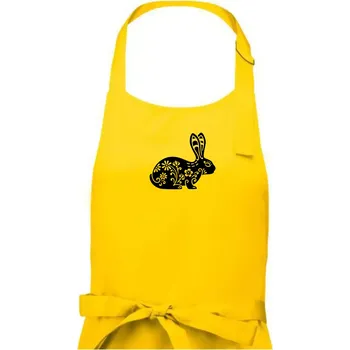 Kuchyňská zástěra Zajíc květy - Dámská zástěra na vaření - Univerzální velikost ( Žlutá )