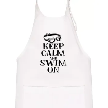 Kuchyňská zástěra Keep calm and swim on - Dětská zástěra na vaření - Univerzální velikost ( Bílá )