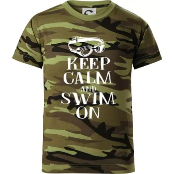 Chlapecké tričko Keep calm and swim on - Dětské maskáčové triko - 122 cm/6 let ( Zelený maskáč )