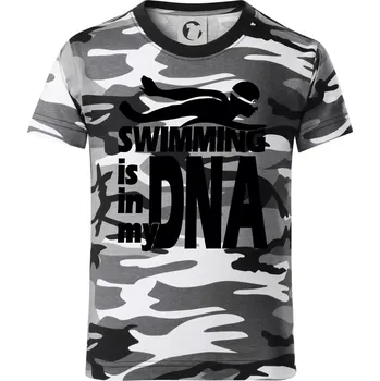 Chlapecké tričko Swimming is in my DNA - Dětské maskáčové triko - 146 cm/10 let ( Šedý maskáč )