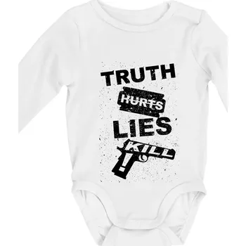 Truth Hurts lies kill - Body kojenecké s dlouhým rukávem - Dlouhý r. 3-6 měs ( Bílá )