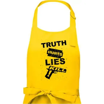 Kuchyňská zástěra Truth Hurts lies kill - Dámská zástěra na vaření - Univerzální velikost ( Žlutá )