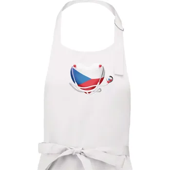 Kuchyňská zástěra Český doktor logo - Pánská zástěra na vaření - Univerzální velikost ( Bílá )
