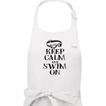 Kuchyňská zástěra Keep calm and swim on - Pánská zástěra na vaření - Univerzální velikost ( Bílá )