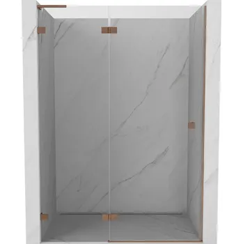 Mexen Lunar L sprchové dveře otevírací levé 140 cm, transparentní, kartáčovaná měď - 834L-140-000-65-00-L Sprchové dveře