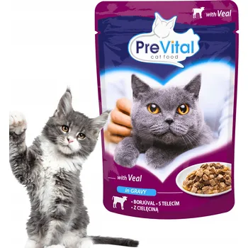 Krmivo pro kočku PreVital mokré krmivo pro kočky s telecím masem kapsička 100g