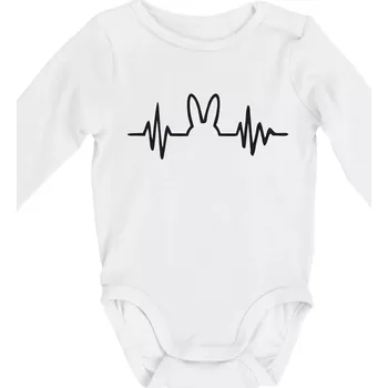 EKG zajíc - Body kojenecké s dlouhým rukávem - Dlouhý r. do 3 měs ( Bílá )