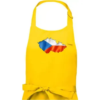 Kuchyňská zástěra Česká vlajka v obrysu republiky - Dámská zástěra na vaření - Univerzální velikost ( Žlutá )