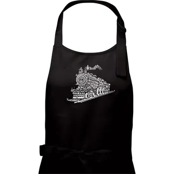 Kuchyňská zástěra Stará lokomotiva z not - Pánská zástěra na vaření - Univerzální velikost ( Černá )