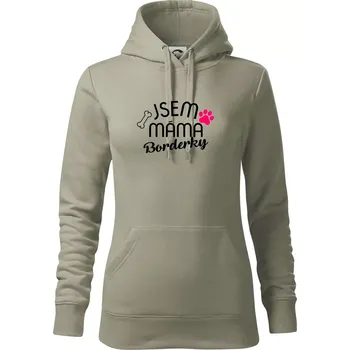 Dámská mikina Jsem máma Borderky - Mikina dámská Cape s kapucí - 2XL ( Light khaki )