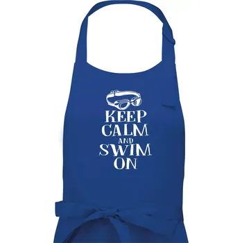 Kuchyňská zástěra Keep calm and swim on - Pánská zástěra na vaření - Univerzální velikost ( Královská modrá )