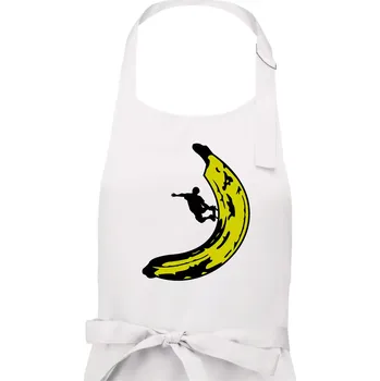 Kuchyňská zástěra Skateboardista na banánu - Pánská zástěra na vaření - Univerzální velikost ( Bílá )