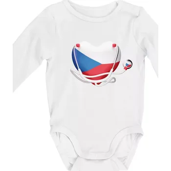 Kojenecký body Český doktor logo - Body kojenecké s dlouhým rukávem - Dlouhý r. do 3 měs ( Bílá )