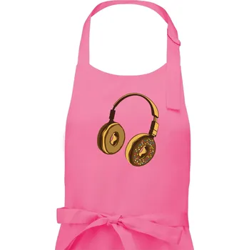 Kuchyňská zástěra Headphone Donut - Pánská zástěra na vaření - Univerzální velikost ( Růžová )