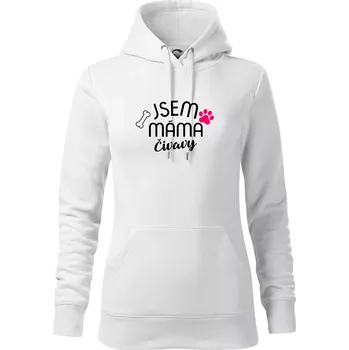 Dámská mikina Jsem máma Čivavy - Mikina dámská Cape s kapucí - XL ( Bílá )