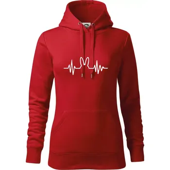 Dámská mikina EKG zajíc - Mikina dámská Cape s kapucí - XL ( Červená )