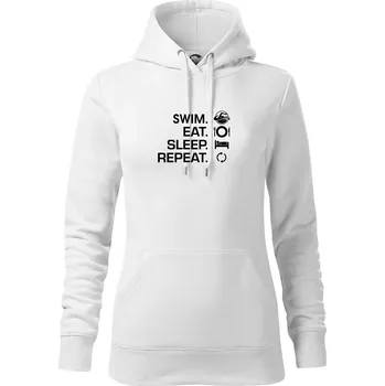 Dámská mikina Eat sleep swim - Mikina dámská Cape s kapucí - S ( Bílá )