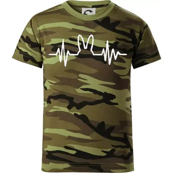 EKG zajíc - Dětské maskáčové triko - 104-110cm / 3-4 roky ( Zelený maskáč )