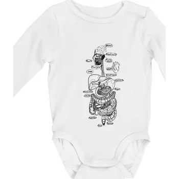 Skica lidských orgánů - Body kojenecké s dlouhým rukávem - Dlouhý r. 3-6 měs ( Bílá )