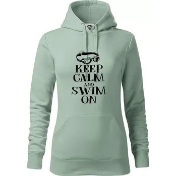 Dámská mikina Keep calm and swim on - Mikina dámská Cape s kapucí - 2XL ( Sage )