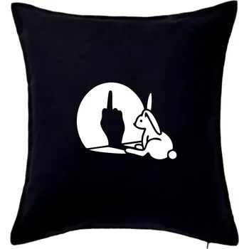 Polštář Zajíc stín fuck - Polštář 50x50 - 50x50 - Pouze potah ( Černá )