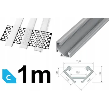 LED osvětlení ROHOVÝ PROFIL PRO LED PÁSKY C 1m se STŘÍBRNÝM KRYTEM