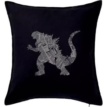 Polštář Kaiju godzilla noviny - Polštář 50x50 - 50x50 - Pouze potah ( Černá )