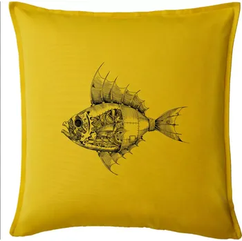 Polštář Steampunk ryba - Polštář 50x50 - 50x50 - Pouze potah ( Žlutá )