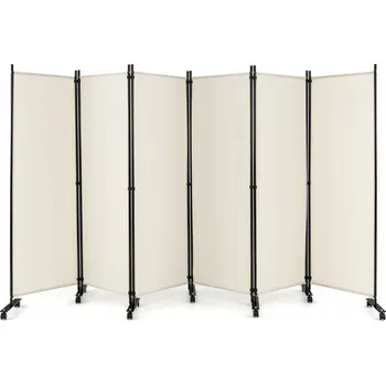 Paraván Paraván do pokoje Costway, 6dílný, bílý, 334,5 x 30 x 172 cm, oboustranný