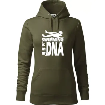 Dámská mikina Swimming is in my DNA - Mikina dámská Cape s kapucí - S ( Military )