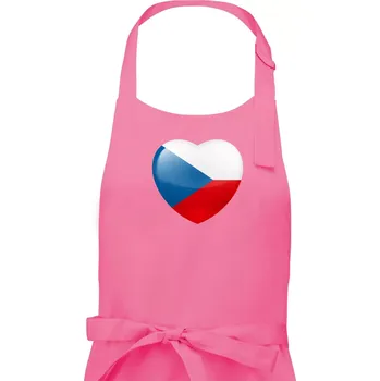 Kuchyňská zástěra Česká vlajka srdce - Pánská zástěra na vaření - Univerzální velikost ( Růžová )