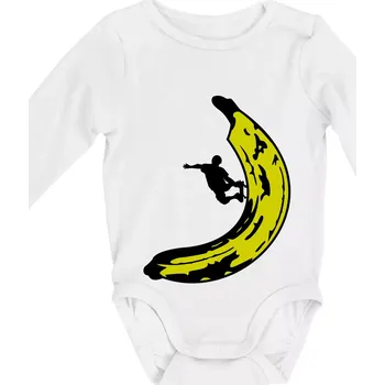 Kojenecký body Skateboardista na banánu - Body kojenecké s dlouhým rukávem - Dlouhý r. do 3 měs ( Bílá )