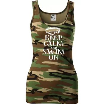 Keep calm and swim on - Dámské Maskáčové tílko - XL ( Hnědý maskáč )
