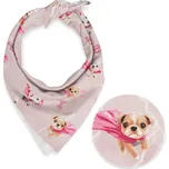 Dětský bavlněný šátek Sandra SA-650 Psí superhrdinové na starorůžovém 70 x 70 cm