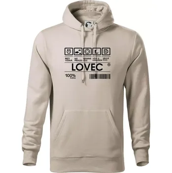 Pánská mikina Čárový kód Lovec - Mikina pánská Cape s kapucí - 4XL ( Ledově šedá )