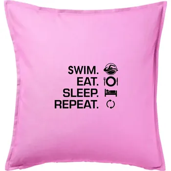 Polštář Eat sleep swim - Polštář 50x50 - 50x50 - Pouze potah ( Růžová )