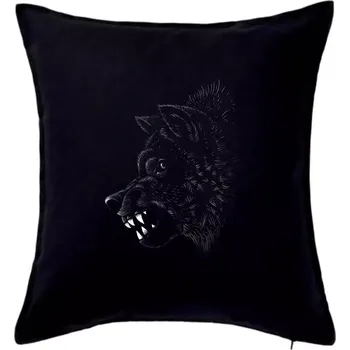 Polštář Vlk s vyceněnými zuby - Polštář 50x50 - 50x50 - Pouze potah ( Černá )