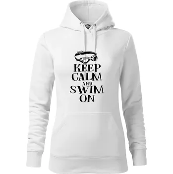 Dámská mikina Keep calm and swim on - Mikina dámská Cape s kapucí - L ( Bílá )