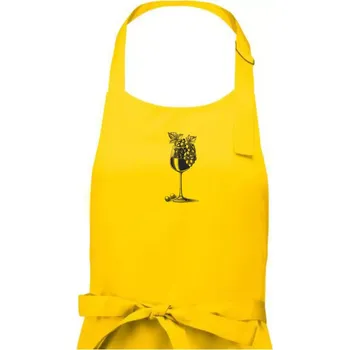 Kuchyňská zástěra Sklenice plná vína - Dámská zástěra na vaření - Univerzální velikost ( Žlutá )